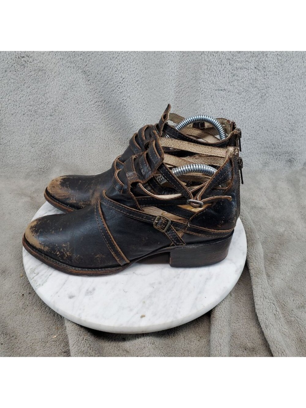 Freebird Shoes Womens Size 8 Brown Distressed Leather Stair Ankle Boots *Read*